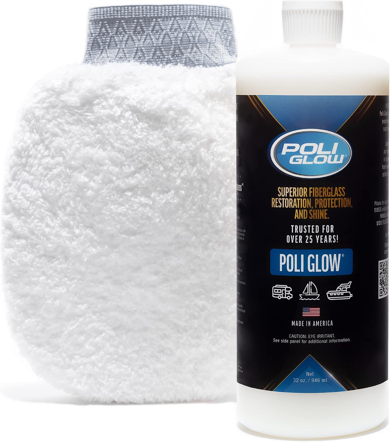 Poli Glow & Mitt Applicator — Fiberglass Restorer Plus Smooth Surface Applicator.