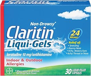 Claritin Liqui-Gels 24 Hour Allergy Relief, Non-Drowsy Allergy Medicine, Loratadine Antihistamine Capsules, 30 Count