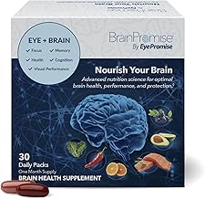 BrainPromise Eye & Brain Supplement by EyePromise - 30 Softgel Packets, 30-Day Supply - Eye Supplement with Brain Support for Memory & Focus, Made with Lutein and Zeaxanthin, Vitamin A, B, C, D & Zinc