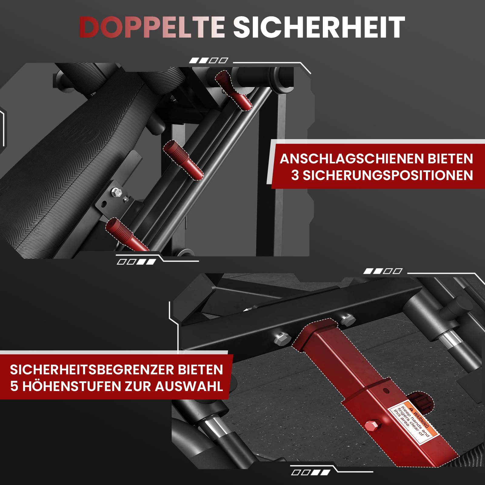 Beinpresse Hack Squat Kombigerät mit Linearführung – 45° Unterkörpertraining mit Gewichtsablage für Quadrizeps, Hamstrings, Gesäß & Waden – Home Gym Leg Day Equipment