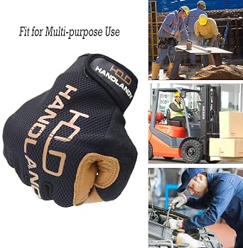 HANDLANDY Men Utilty Men Utilty Leather Work Golves, Goatskin Driver Yard Work Gloves