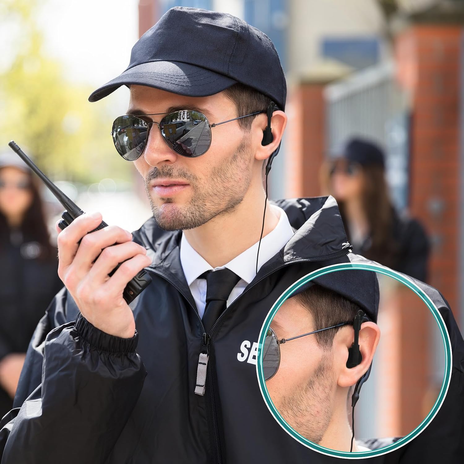 20 Pieces Walkie Talkie Earpiece with PTT Mic 2 Pin Two Way Radio Headset Microphone Ear Bud Bulk Single Wire Earhook Headphone Compatible with Baofeng BF-888S BF-T26