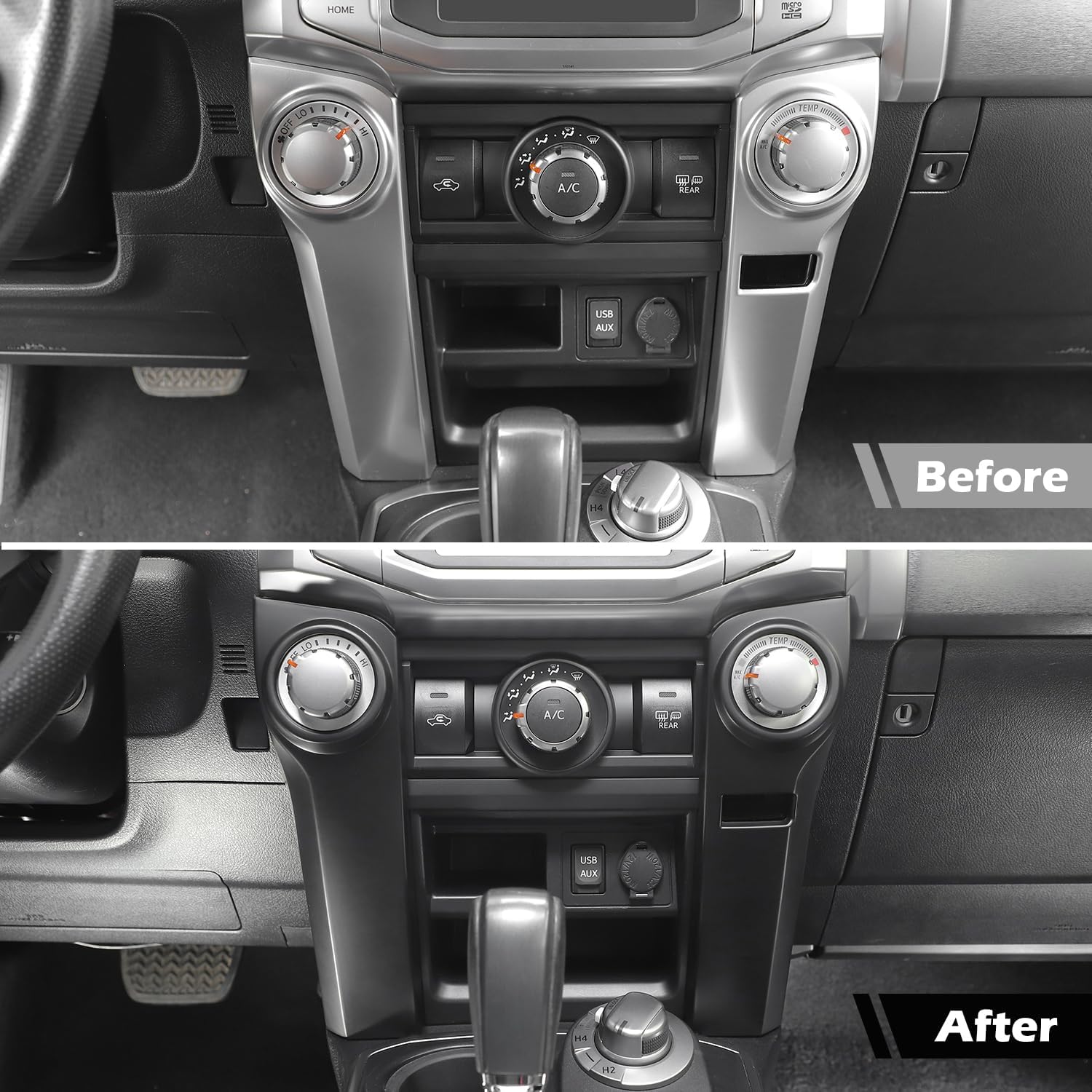 RT-TCZ for 4Runner Dash Console AC Control Panel Trim Cover for Toyota 4Runner 2010-2023 Matte Black Interior Accessories 2pcs