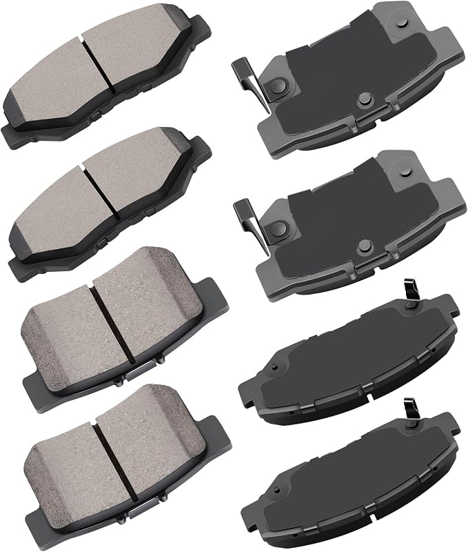 Pastilhas de freio cerâmicas cciyu D914 D537 dianteiras e traseiras para Honda e Acura – conjunto com 8 unidades