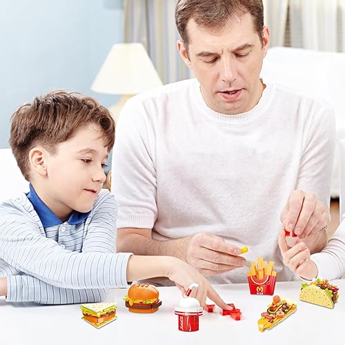 Miniatura 6 de schneemann Bloques de construcción de imanes para nevera, 60 piezas, juegos de construcción de pizza de juguete para niños y adultos