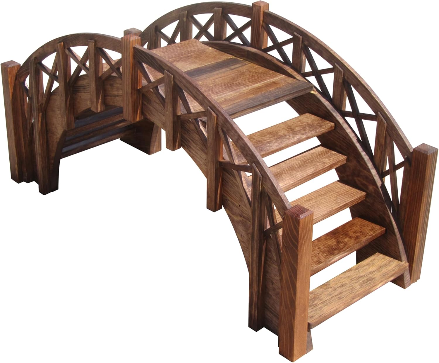 SamsGazebos Fairy Tale Garden Bridge with Decorative Lattice Railings and Steps, 33" L, Unfinished