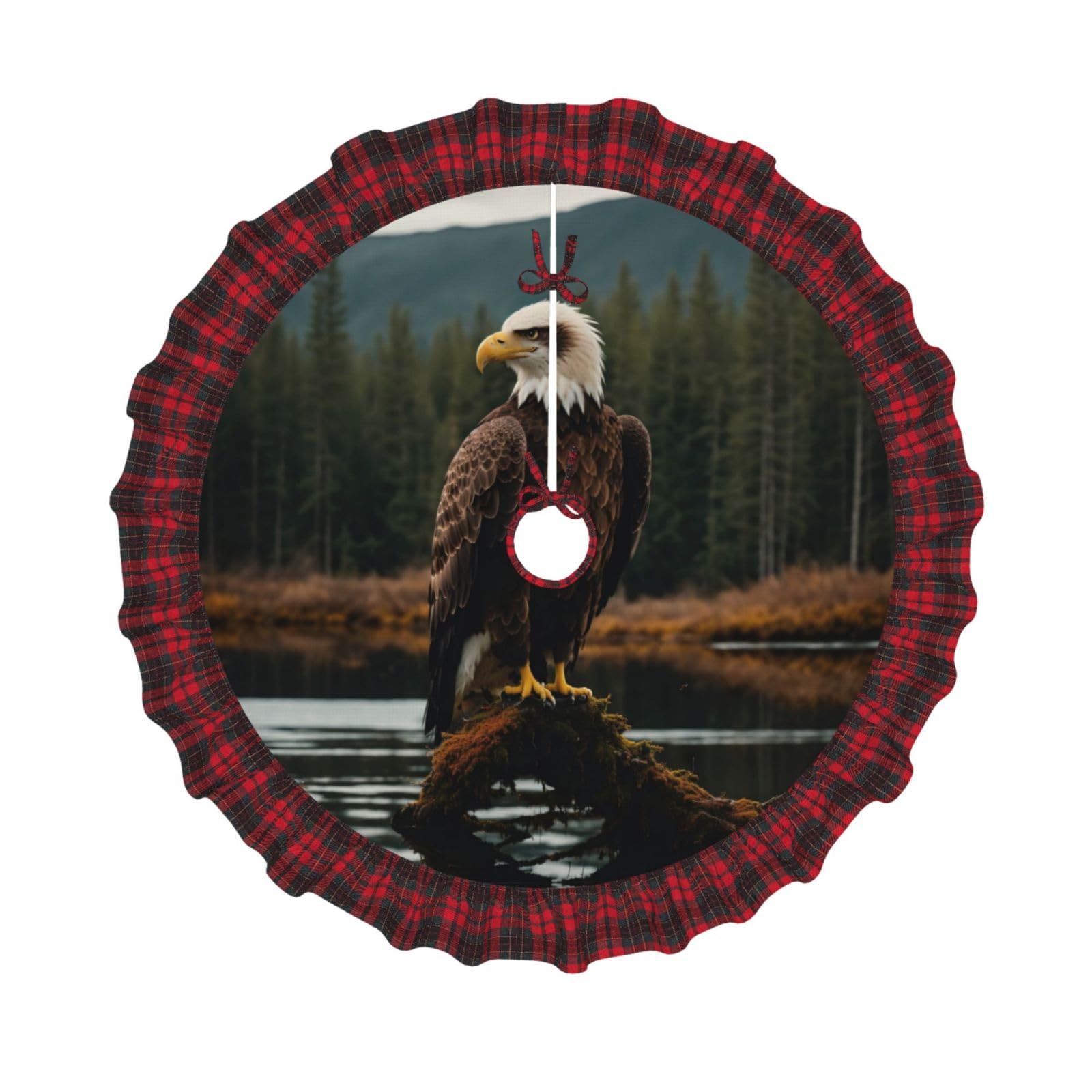 Jupe de sapin de Noël aigle volant au design haute qualité et bordure écossaise chic