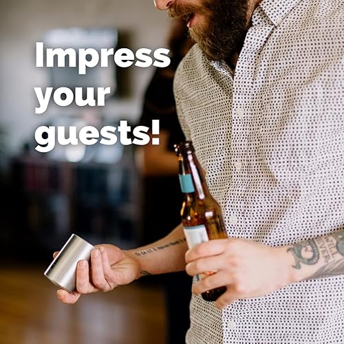 Miniatura 6 de TaZa - Abridor de botellas de cerveza desplegable negro abridor automático de botellas sin daños en la tapa divertida herramienta de camarero