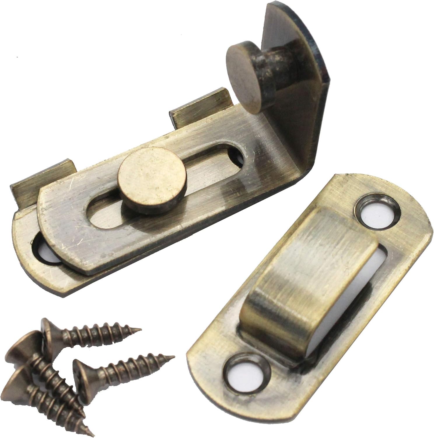 dingchi 90 Degree Right Angle Door Latch Hasp Bending Latch Buckle Bolt Sliding Lock Barrel Bolt with Screws for Doors and Windows