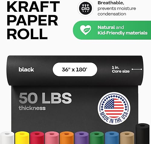 Vista 212 de Rollo de papel kraft marrón de 24 x 2160 pulgadas (180 pies), paquete de 4 – Papel de embalaje marrón hecho en Estados Unidos de 30 libras de grosor