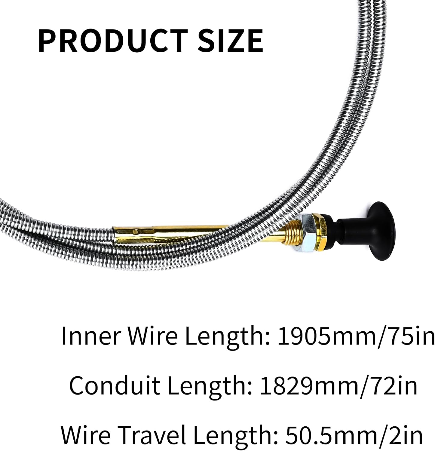 72 Inch Universal Push Pull Choke Control Cable 75 Inch Inner 72 in Conduit 6ft with Heavy Duty Outer Sheath Silver (Wire Travel: 2 Inch)
