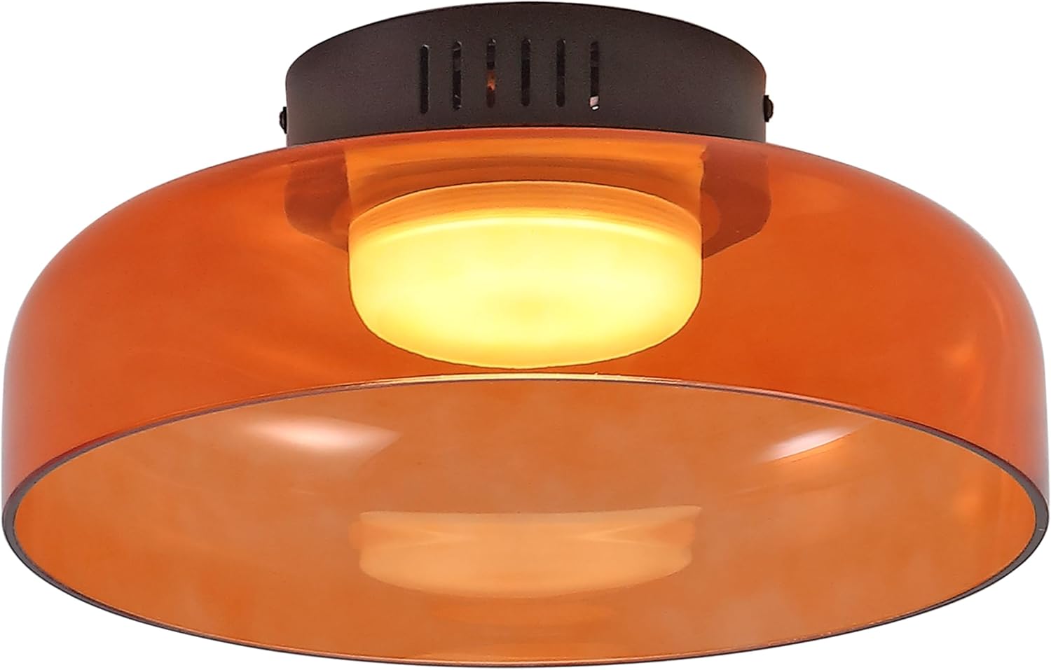 JONATHAN Y 12" Orange/Black Modern Integrated LED Flush Mount Ceiling Light, Dimmable Low Profile Fixture with Orange Glass Shade for Hallway, Bedroom, Kitchen, and Office JYL7153A