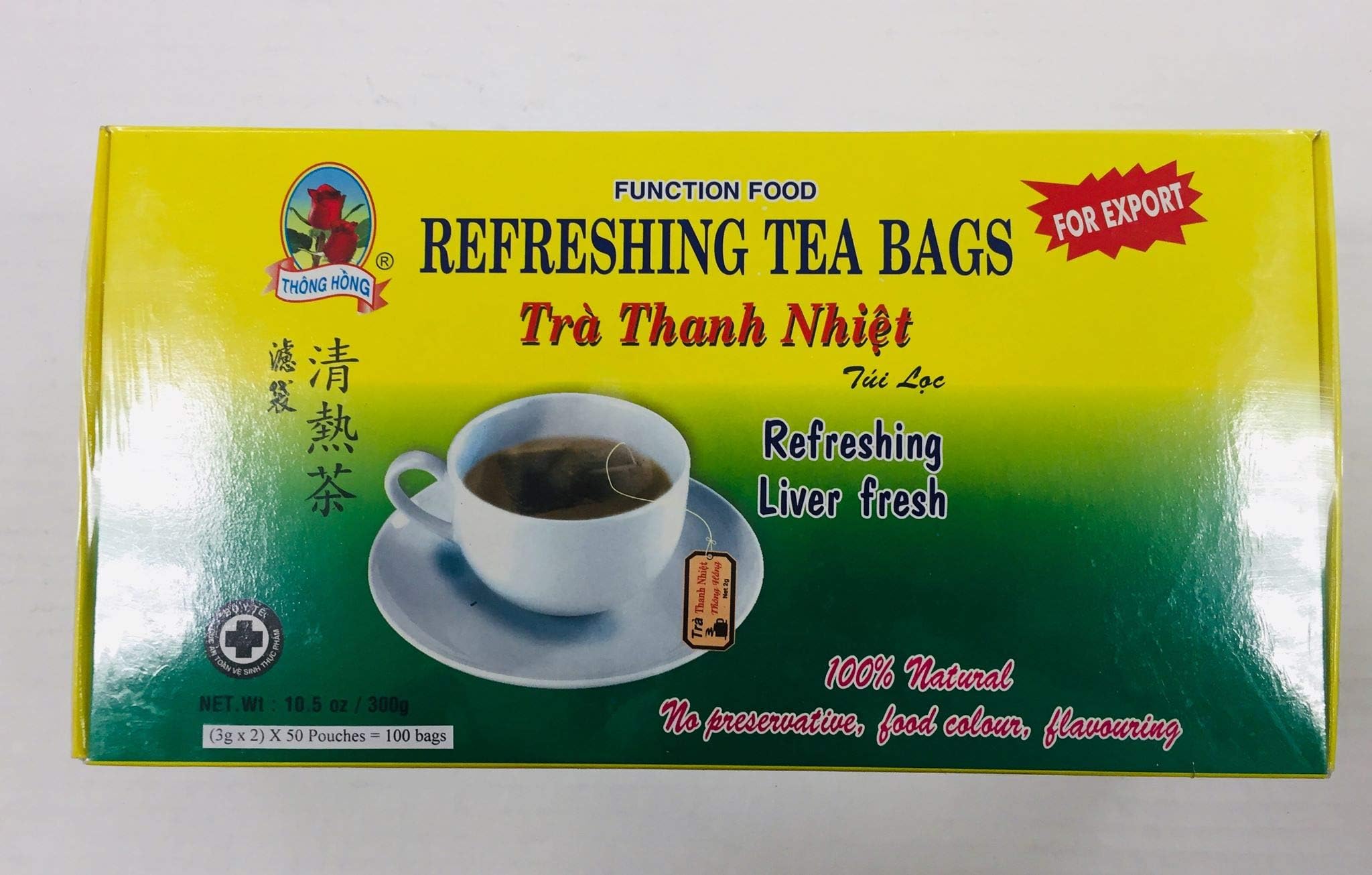 Vietnamese Refreshing Tea Bags - Tra Thanh Nhiet Mat Gan - 3g x 100bags - Net wt.10.5oz/300g