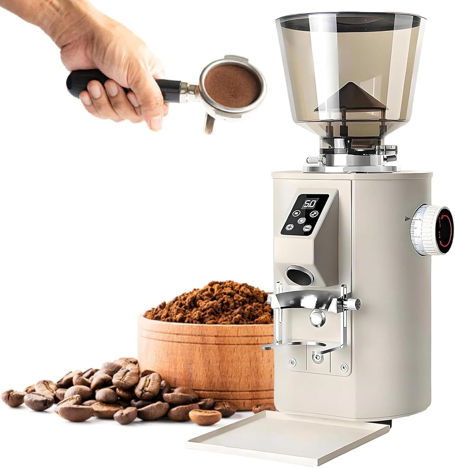 Coffee Grinder Electric,Espresso Grinder,Coffee Bean Grinder,1lb Bean Hopper,9 Coarse/Fine Grind Settings for Home (Black)