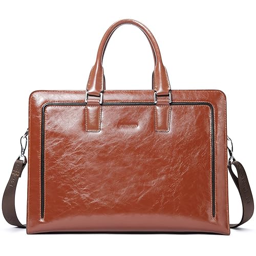 Women Genuine Leather Briefcase Tote Business Vintage Handbag 15.6" Laptop