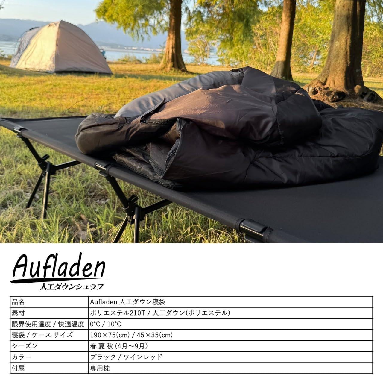Aufladen(アウフレーデン) 寝袋 シュラフ 210T コンパクト 防災用品 オールシーズン 車中泊 5月～10月 封筒型 使