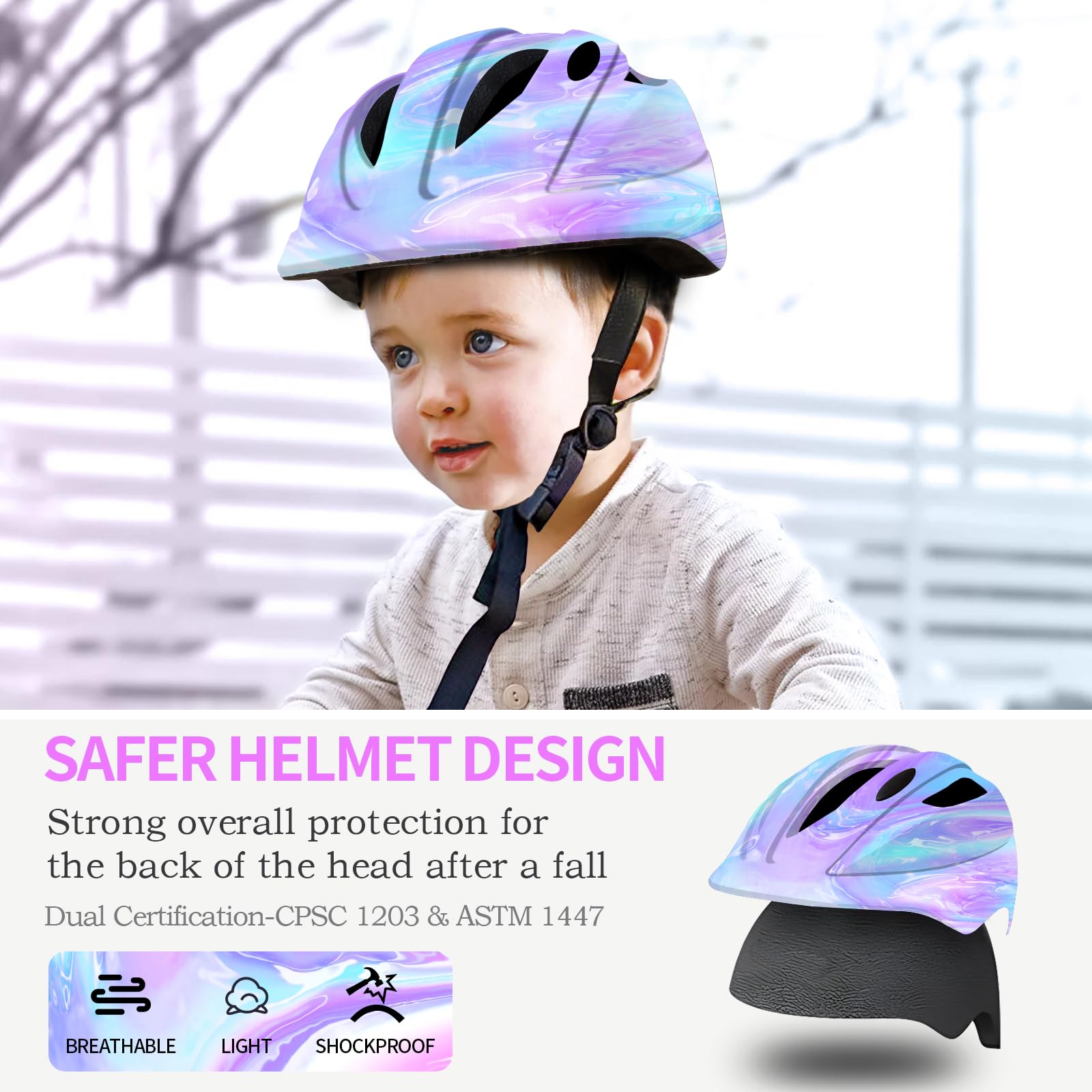 Eteetow Adjustable Gradient Color Bike Baby/Toddler Helmet 2-4 Years,Safety Lightweight Kids Helmets Ages 1-3-5-8 for Girls Boys,Multi-Sport Infant Helmet for Skating Cycling Scooter