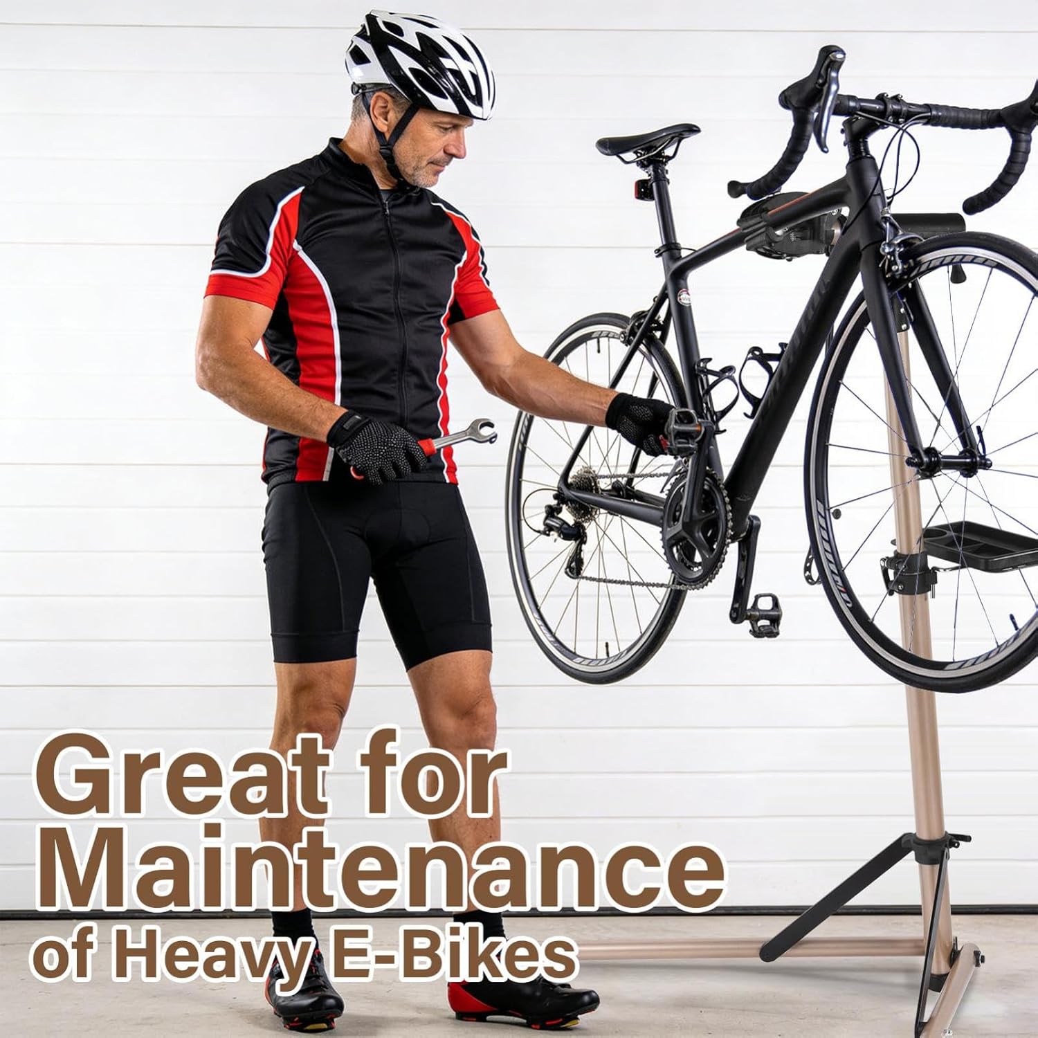 Bike Repair Stand, Bicycles Repair Stand 110 Lbs Load Capacity, Bikes Work Stands With Tool Tray & 360° Swivel Clamp, Adjustable Height 38.6" To 62" For E-bikes, Mountain Road