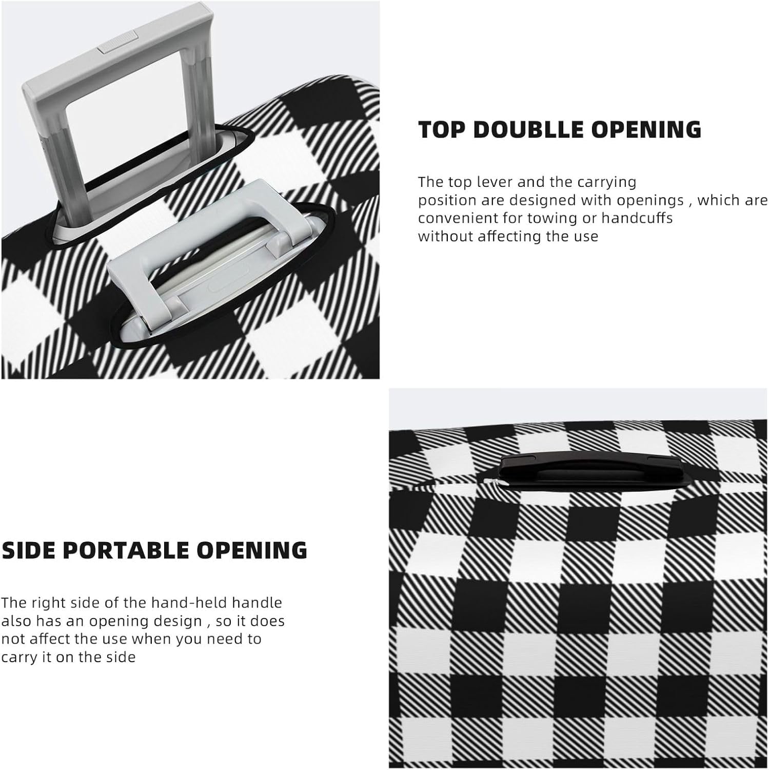 Spandex Travel Luggage Cover,Black And White Plaid Suitcase Protector Bag Dust-Proof Washable Suitcase Cover