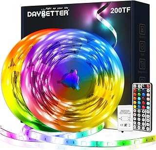 DAYBETTER Led Strip Lights 200ft, RGB Led Light Strip with 44 Keys Remote Controller, Color Changing Led Lights for Bedroom 100 ft of 2 Rolls
