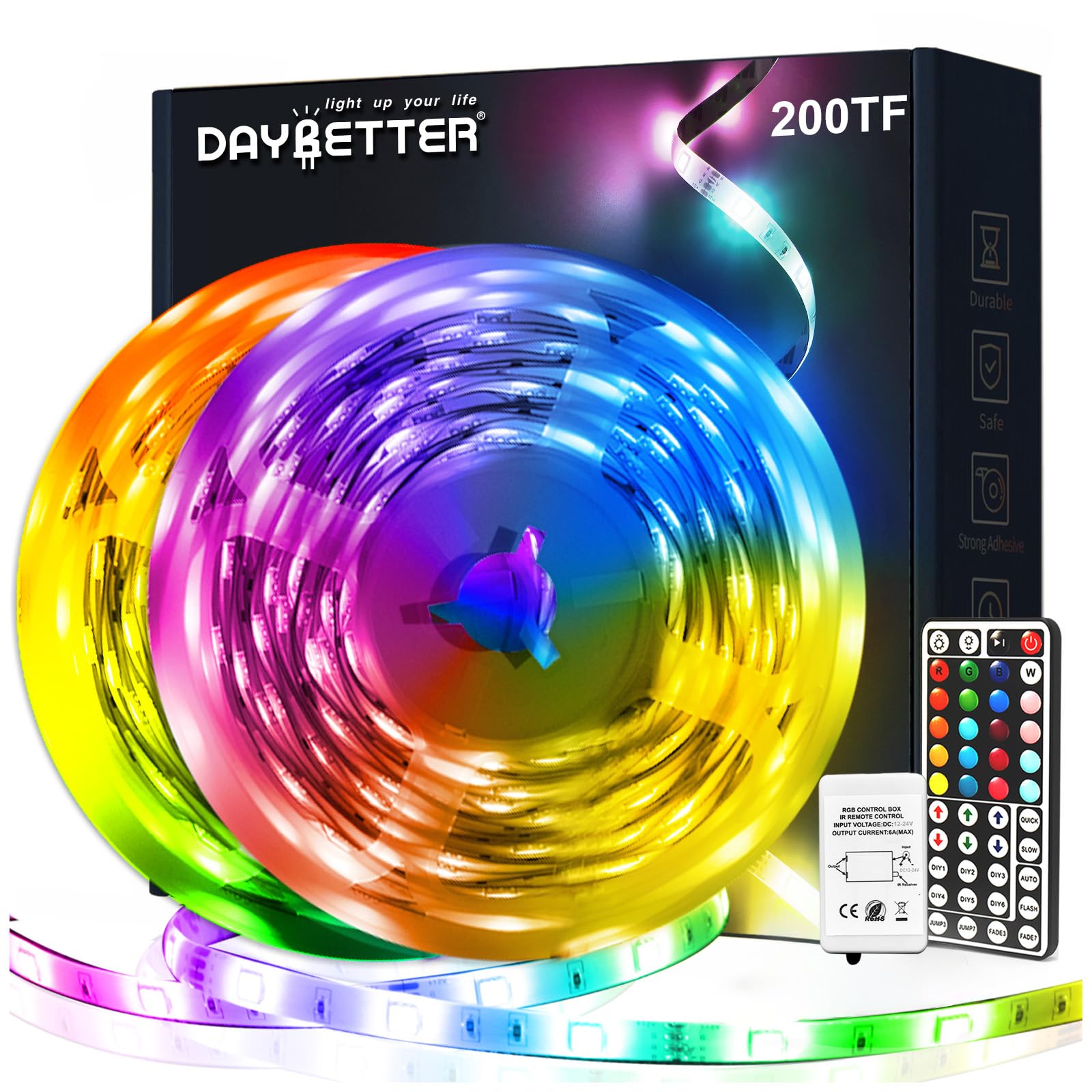 DAYBETTER Led Strip Lights 200ft with 44 Keys Remote
