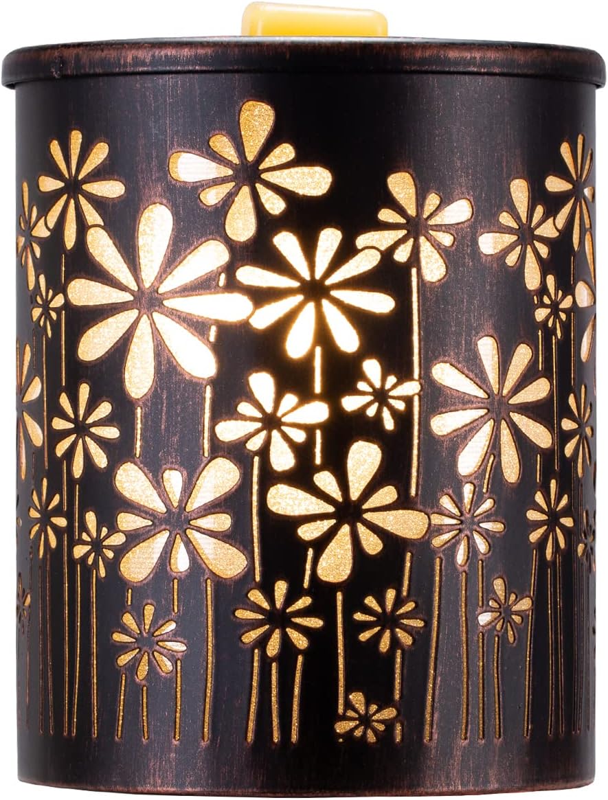 Cutiset Art Metal Wax Melt Warmer, Electric Fragrance Candle Warmer for Warming Scented Candles,Wax Melts - Spa, Aromatherapy (Sunflower Pattern)