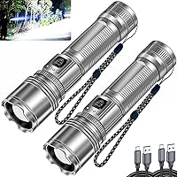 Vista 9 de StarLume Linternas LED recargables de alto lúmenes, 90000lm linterna EDC súper brillante, zoomable, 5 modos, impermeable, potente luz táctica