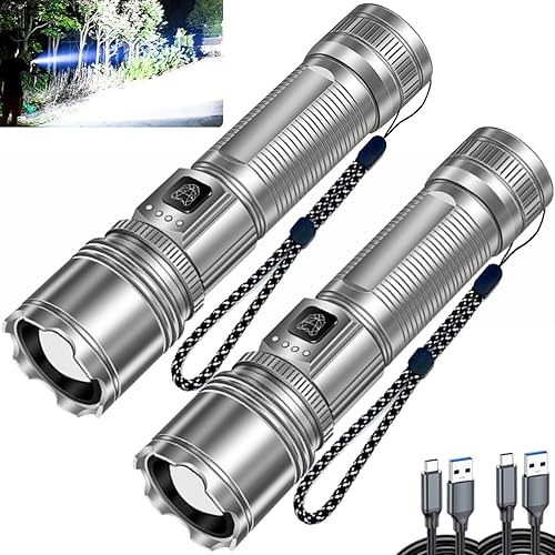 Miniatura 9 de StarLume Linternas LED recargables de alto lúmenes, 90000lm linterna EDC súper brillante, zoomable, 5 modos, impermeable, potente luz táctica de