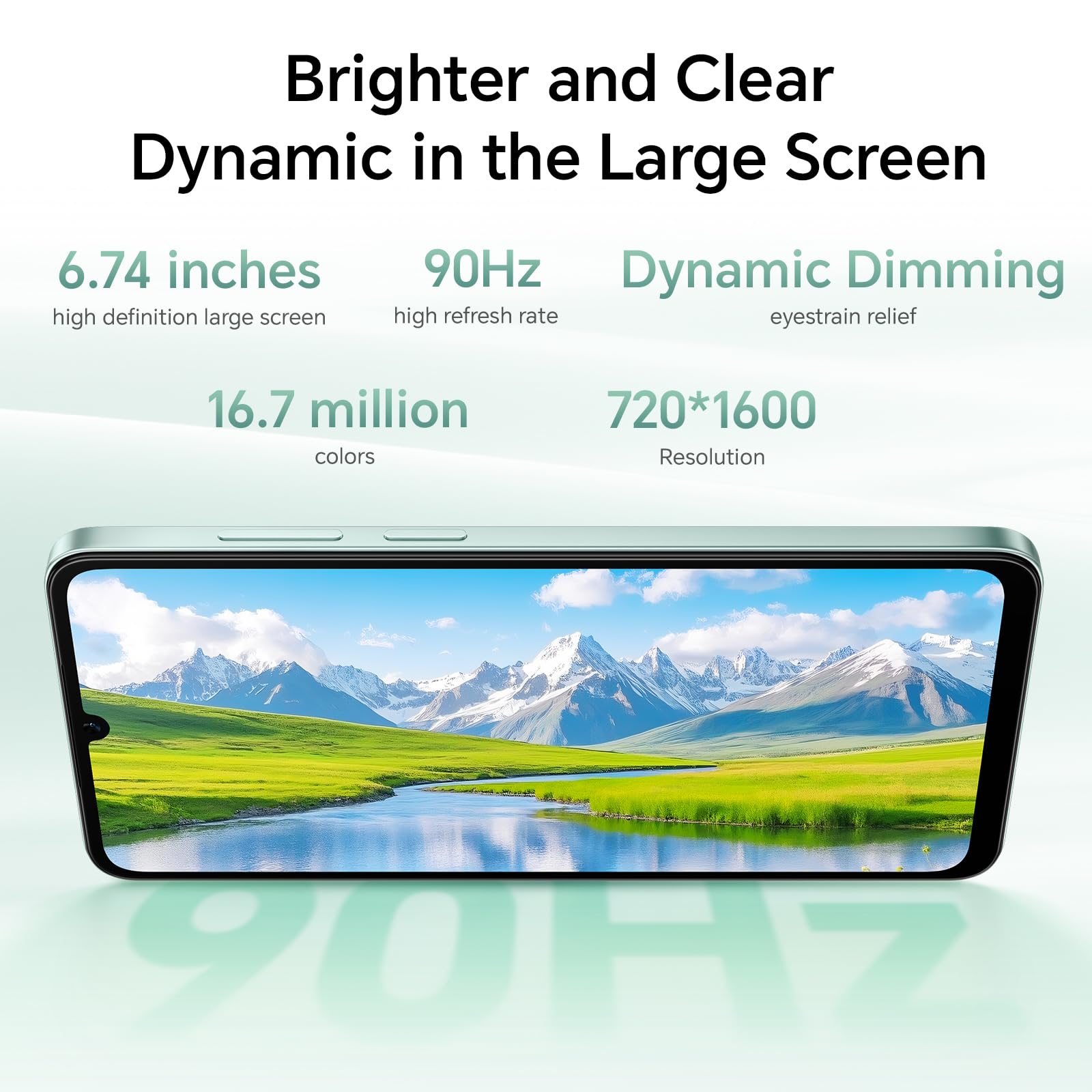 Honor X5c Plus 4G Smartphone, 4Go 256Go, Dual SIM, 5130mAh Batterie, 50Mpx Ultra-Net AI Caméra, Écran 6,7" 90Hz, MicroSD 1 to à Extensible, Android 15 Telephone Portable, Cyan