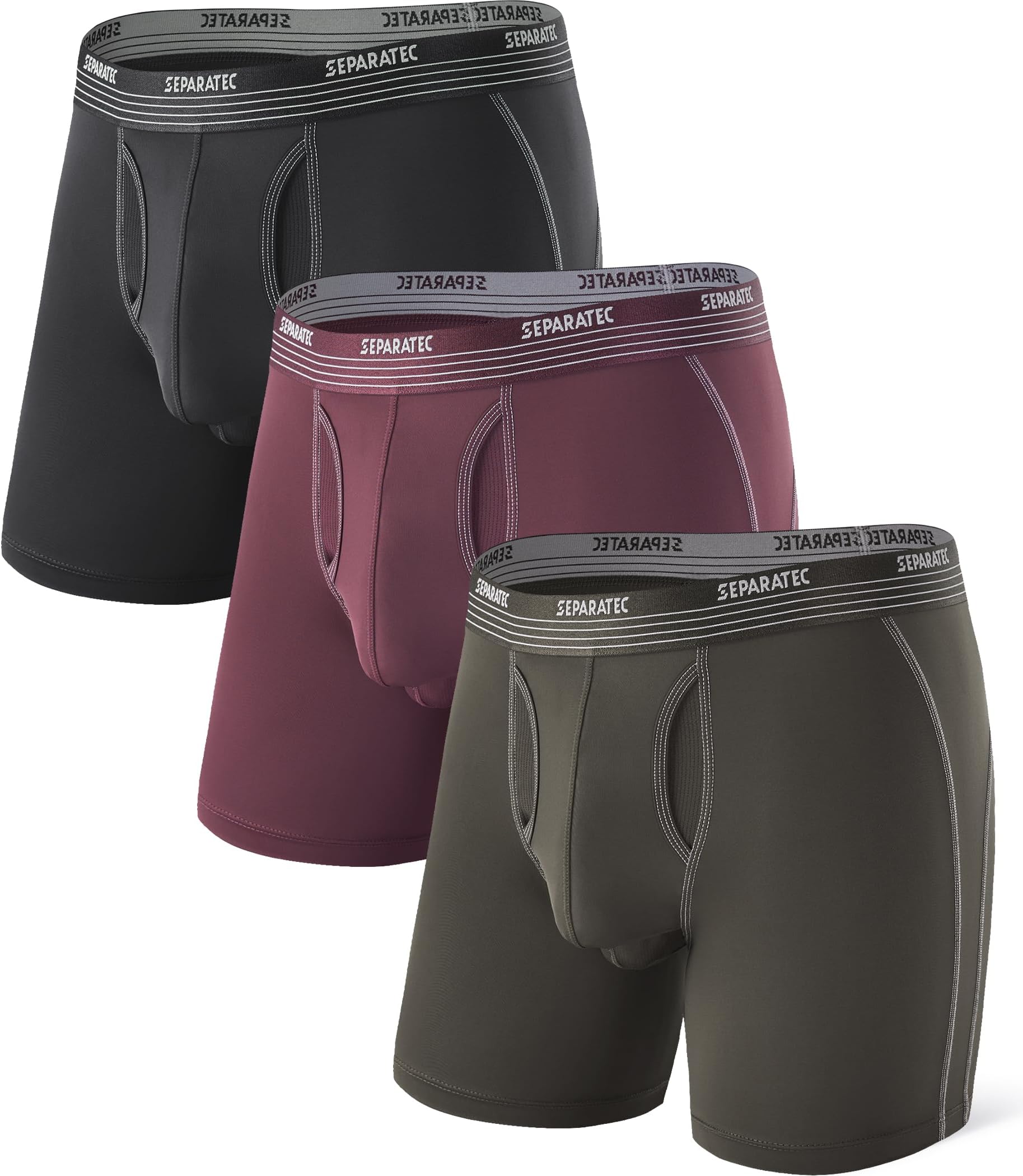 Mens Underwear with Pouch for balls Anti Chafing Underwear Men Athletic Sport Performance Long Boxer Briefs 3 Pack