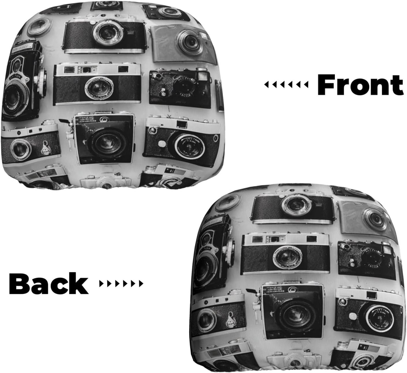 Car Headrest Cover 2 Pcs Cars Seat Headrest Covers Retro Cool Camera Headrest Covers for Car Personalized Seat Head Rest Cover Cars Accessories Headrest Protector for Truck SUV image 4