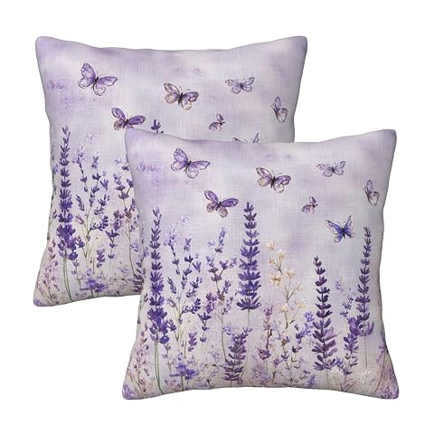 Taekifiyy Lavender Field Print Throw Pillow Covers 18x18 Inch Set of 2 Western Decorative Cushion Cases for Couch