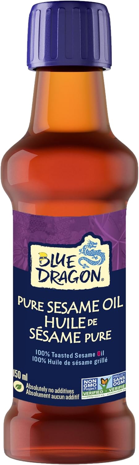 Blue Dragon Sesame Oil 150mL, 100% Pure Toasted Sesame Seeds, Authentic Asian Cooking Oil, Non‑GMO, No Additives