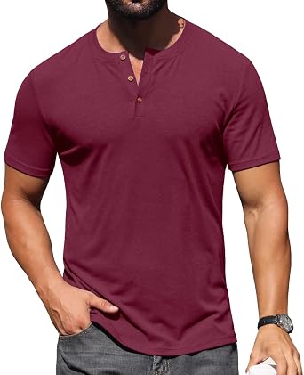 Sailwind Mens Muscle Henley Shirts Lightweight Workout T-Shirt Gym Tee Athletic Short Sleeve with Button