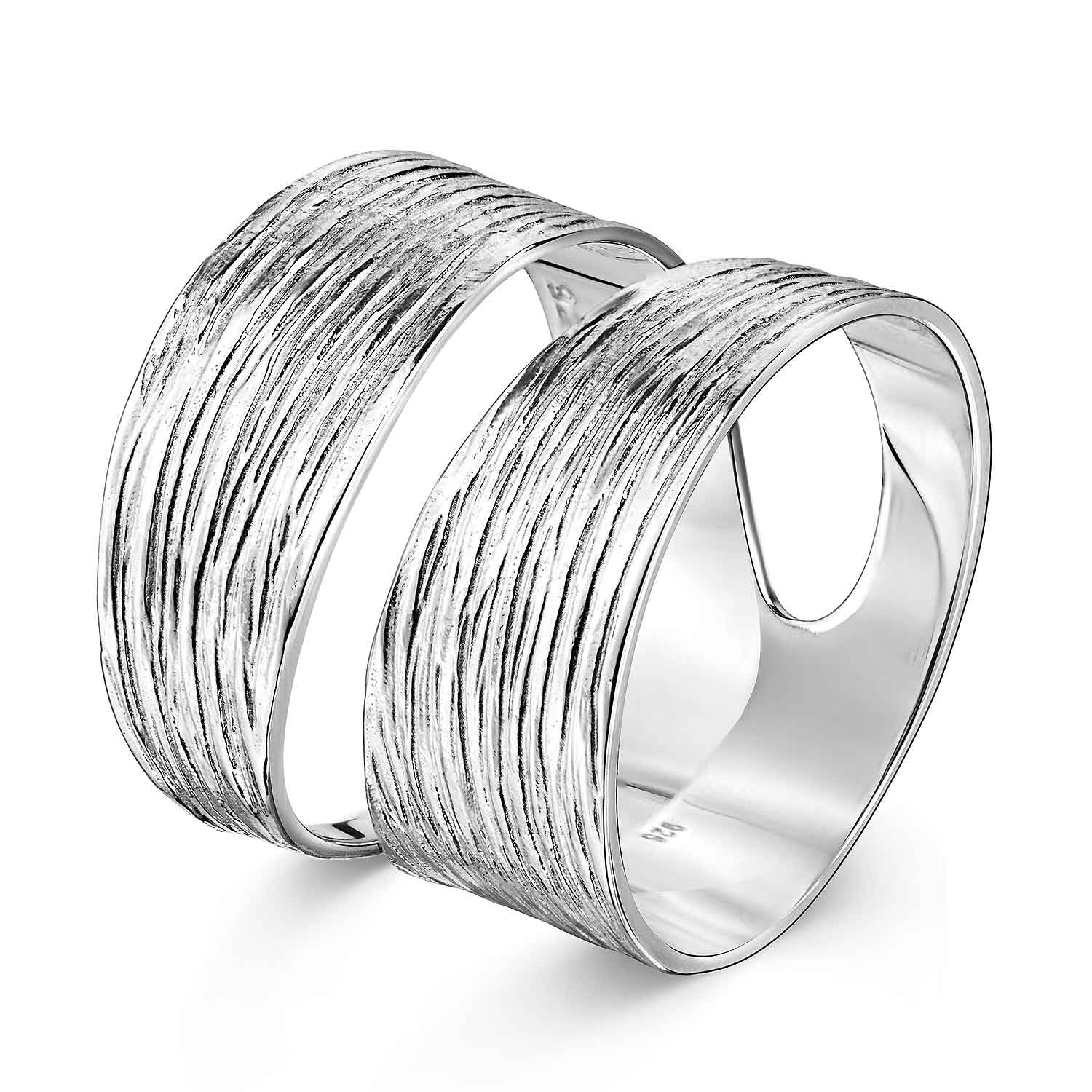 925 Sterling Silber Wickel Ring - Silber Band Ring breit mattiert SR-73