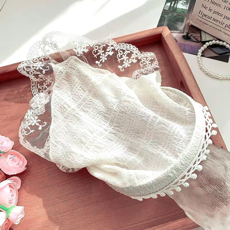 Hair Scarf Headband for Women Girls White Lace Head Kerchief Headband Soft Head Coverings Boho Triangle Bandana Turban Fashion Non Slip Scarves Accessories for Hair Styling Decor - Image 7