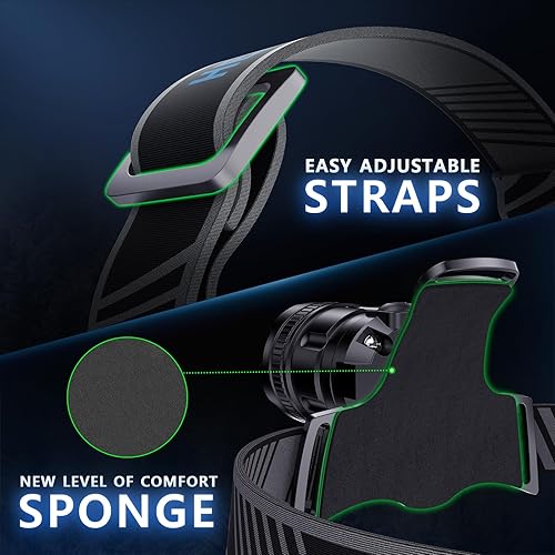 Miniatura 6 de Linterna frontal LED recargable, 2000 lúmenes, lámpara de cabeza súper brillante con sensor de movimiento, 5 modos y 120 ajustable e impermeable