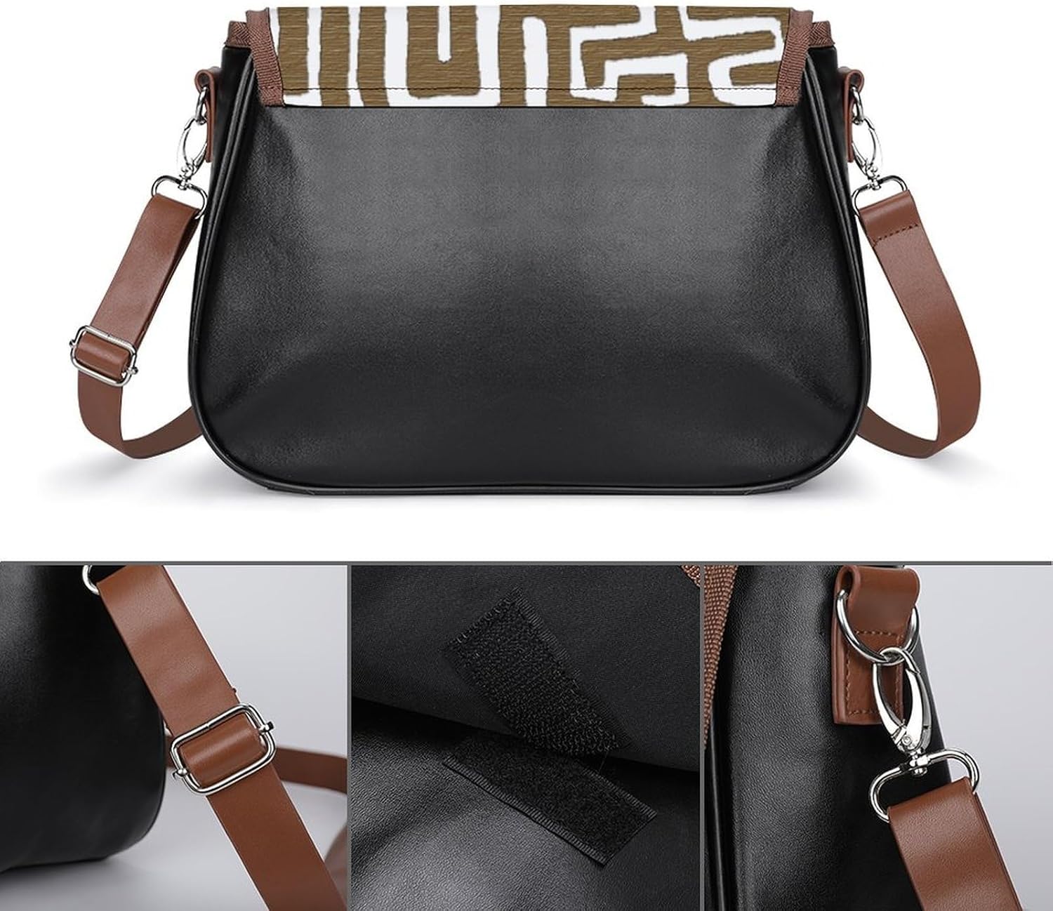 KubaCloth GraphicWomen's Faux Leather Crossbody Bag, Waterproof Wrinkle-Resistant Shoulder Bag with Detachable Strap, Large Capacity Casual Handbag, Fashion Daily Purse for Shopping Work Dating, Ideal