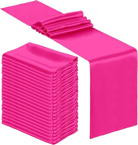 Miniatura 83 de Bencailor 24 caminos de mesa de satén a granel de 12 x 108 pulgadas de largo, mantel de tela suave brillante para banquete de boda, cumpleaños