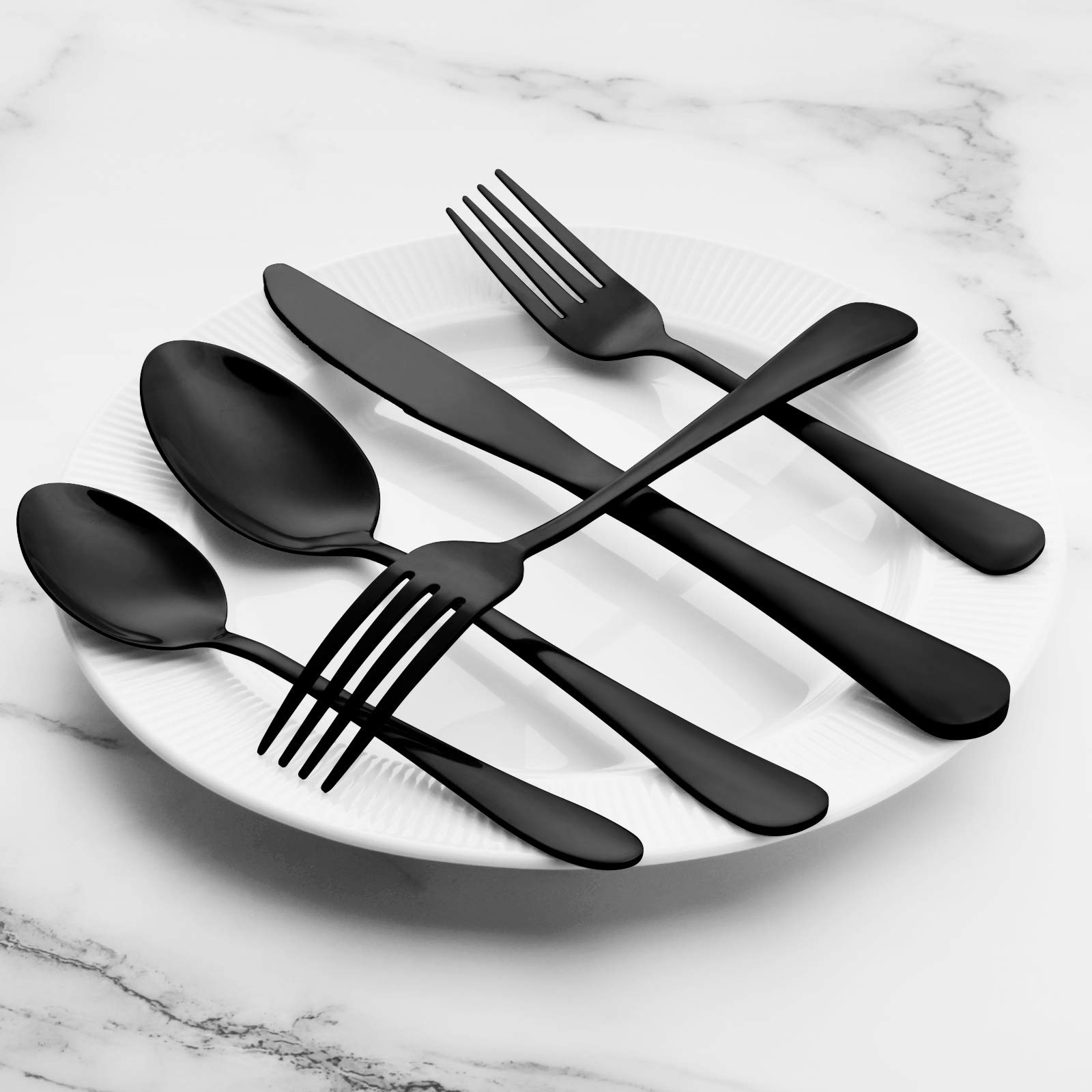 Besteck-Set aus Edelstahl, Besteck-Set für 4 Personen, inklusive Messer/Gabel/Löffel, hochglanzpoliert, spülmaschinenfest