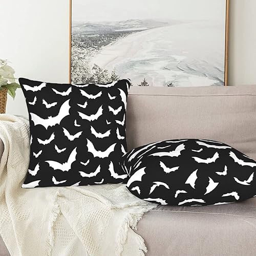 Miniatura 6 de Juego de 2 fundas de almohada de murciélagos de Halloween de 16 x 16 pulgadas, fundas de almohada decorativas de terciopelo suave para sofá, cama,