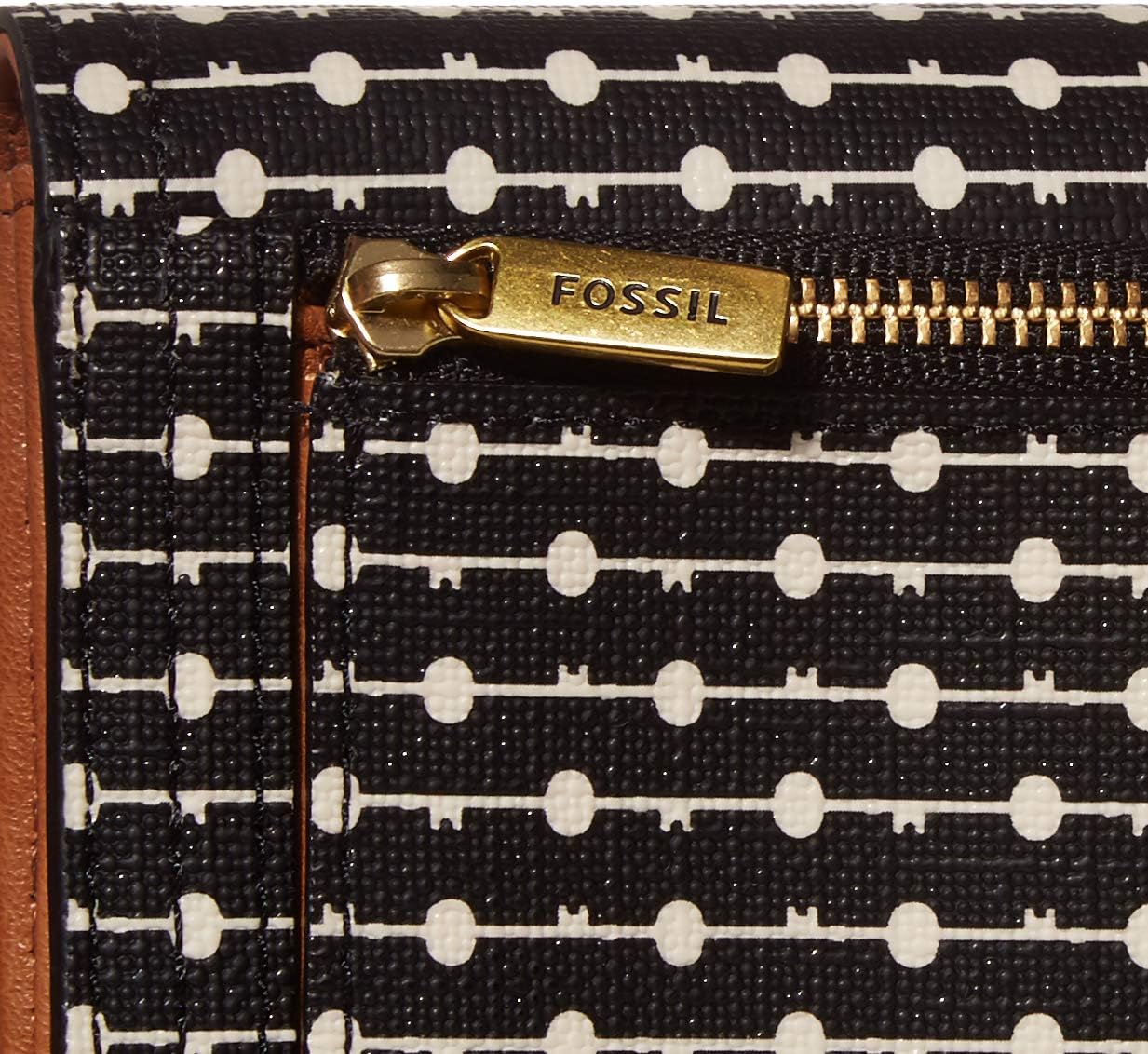 Fossil Women's Logan Faux Leather Wallet RFID Blocking Flap Clutch Organizer, Black Stripe - Image 4