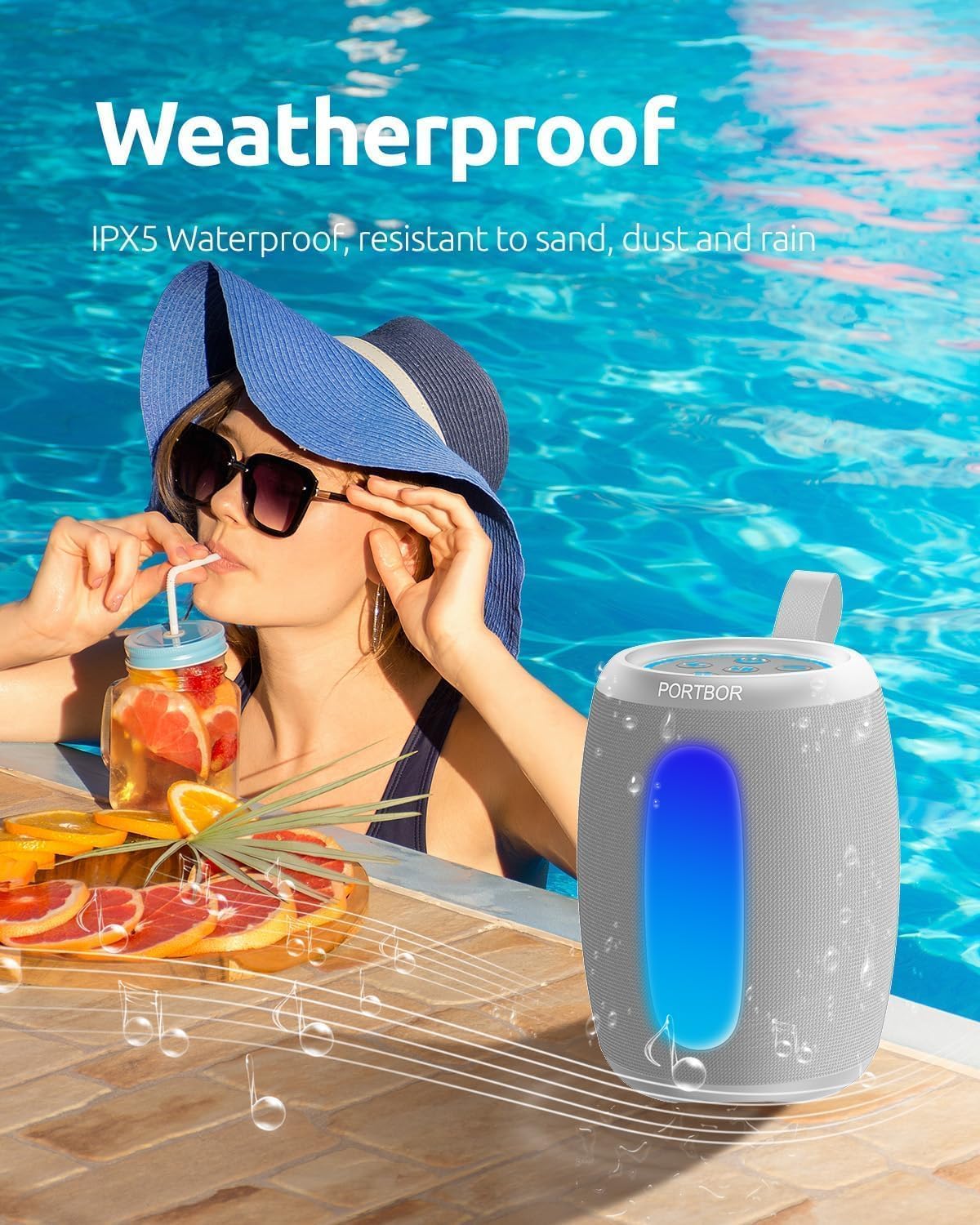 Bluetooth Speaker - Portable Wireless Speaker with Powerful Stereo Sound, IPX5 Waterproof, Dustproof, 3000mAh Battery Up to All Day Playtime, BT 5.3 with AUX, TWS Pair, for Outdoor/Home/Party/Beach
