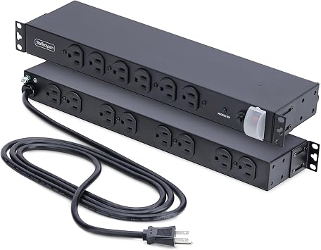 StarTech 14-Outlet 1U PDU, 6 Front 8 Rear, Surge, TAA 1415B8H-RACK-PDU-SP