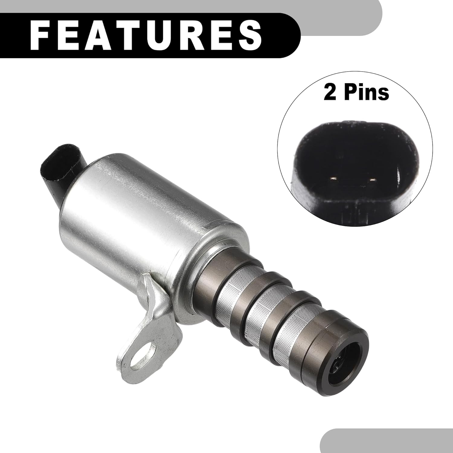 Engine Variable Valve Timing VVT Solenoid No.CJ5Z6M280A - Car Engine Camshaft Oil Control Valve - for Ford C-Max 2013-2018 Metal Silver Tone - 2 Pcs