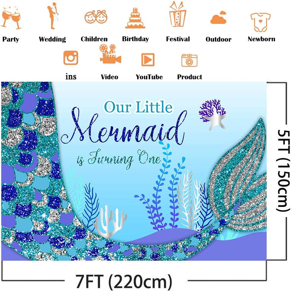 Avezano Little Mermaid Backdrop Newborn Baby Shower Party Decoration Background Under The Sea Backdrops First Birthday Party Supplies