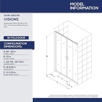 DreamLine Visions 36 in. D x 60 in. W x 76 3/4 in. H Sliding Shower Door in Brushed Nickel with Center Drain White Base, Backwalls, DL-6115C-04CL