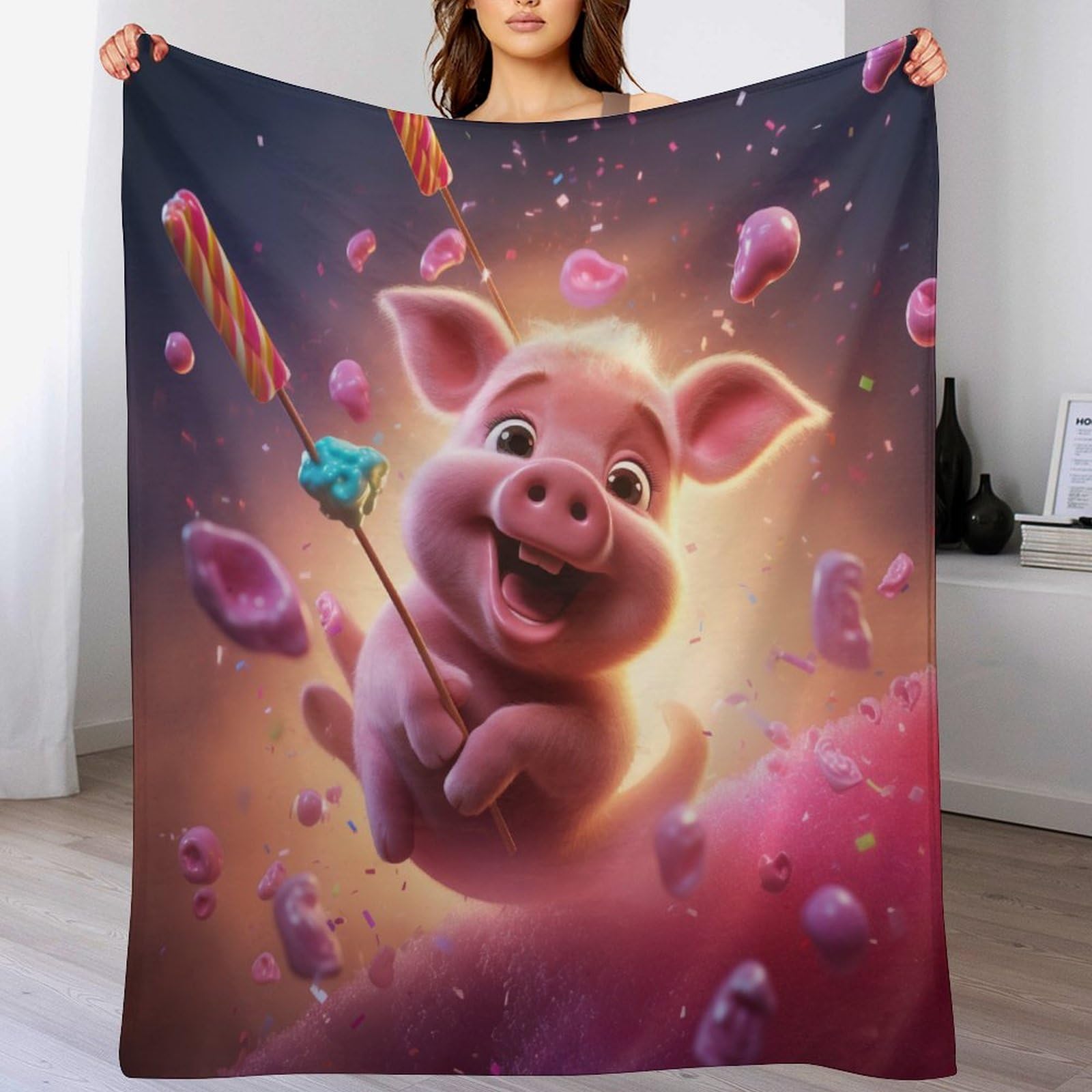 Couverture Polaire en Flanelle Cochon Mignon 100x130cm pour Bébé et Lit enfant