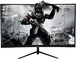 Monitor Curvo Gamer 27" 100Hz 1ms Full HD 1080p com Entradas HDMI/VGA e Compatibilidade VESA 100x100mm, Design Ultra Slim Preto
