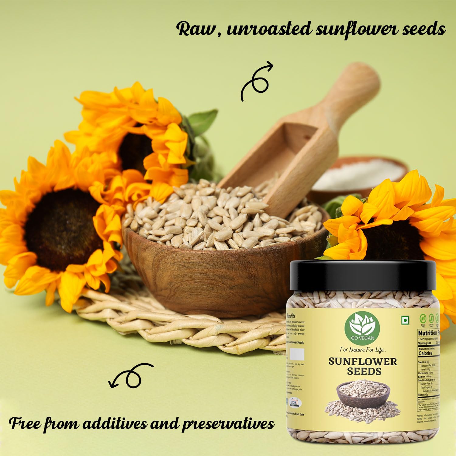 Go Vegan Sunflower Seeds 1kg - Raw Sunflower Seeds for Eating | Diet Food | Healthy Snack | Raw seeds | Weight management [jar pack ] - Image 6 thumbnail